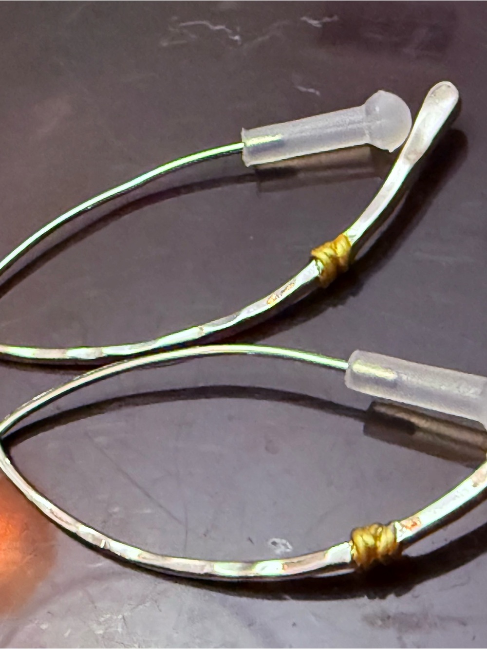 Silver Hoop Earrings with Gold Accent